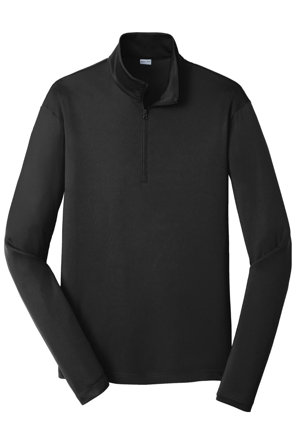 Black Sport-Tek PosiCharge Competitor unisex 1/4-zip pullover with a mock neck and lightweight, breathable fabric.