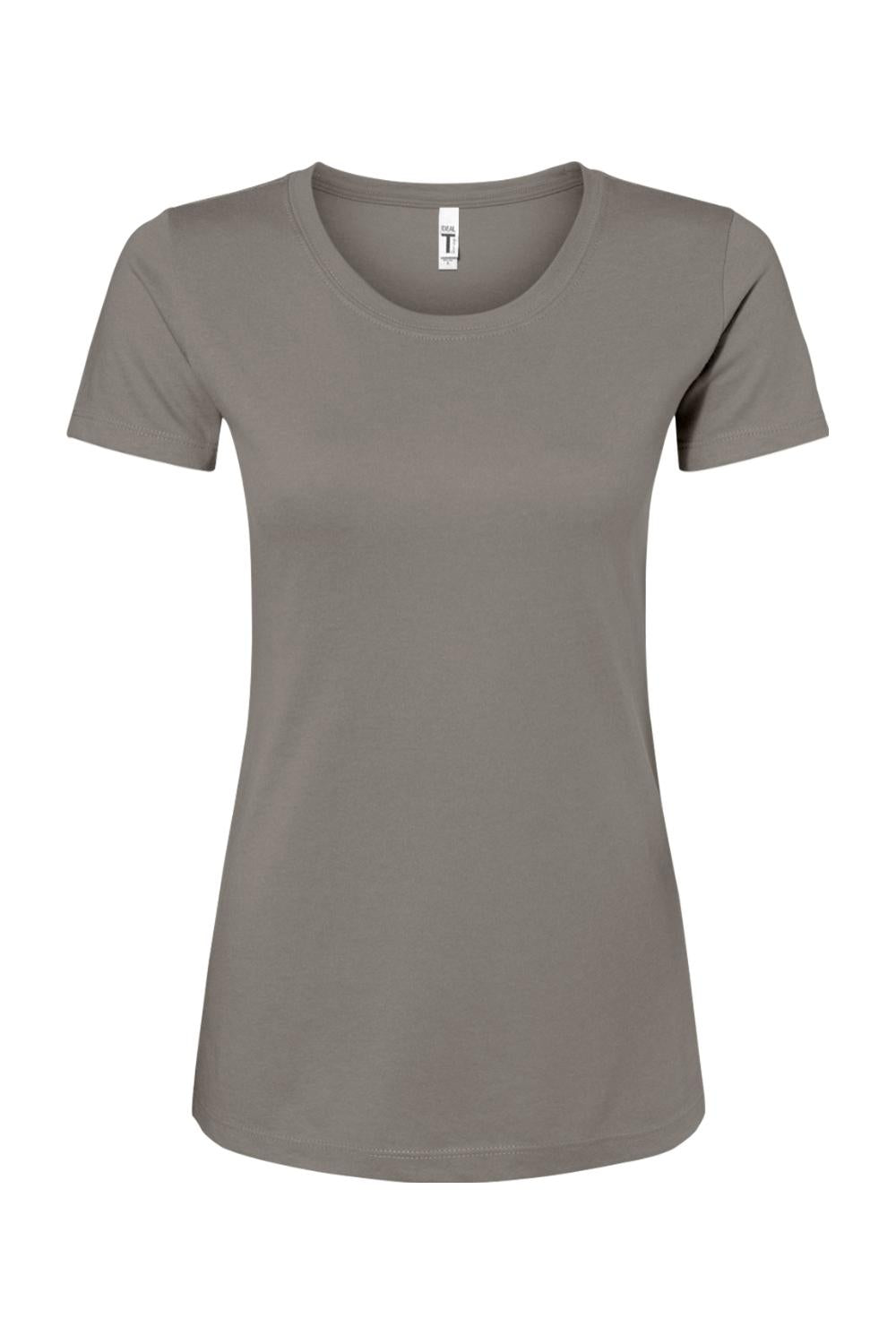 Women's grey Next Level Ideal crew neck t-shirt in a soft cotton-polyester blend with a flattering slim fit.