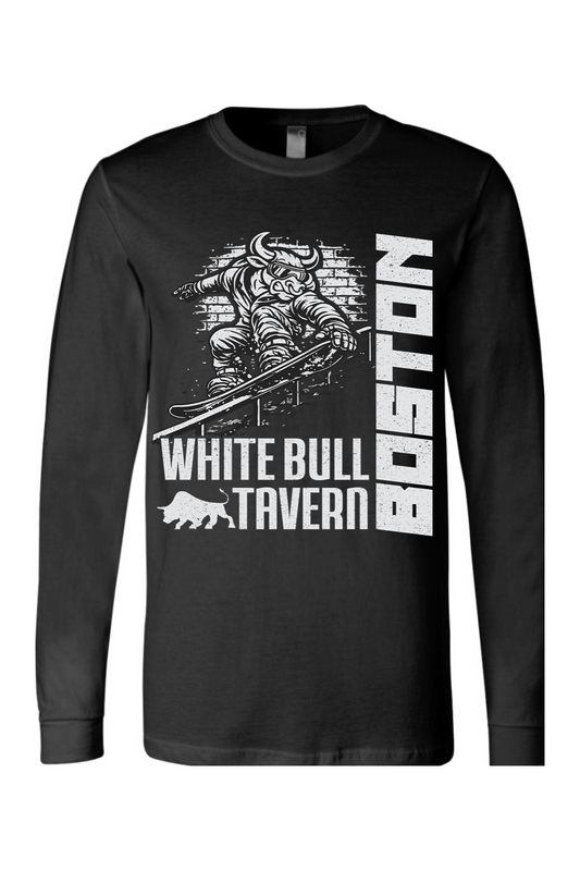 White Bull Tavern Boston Snowboarding Long Sleeve Cotton T-Shirt - Men's