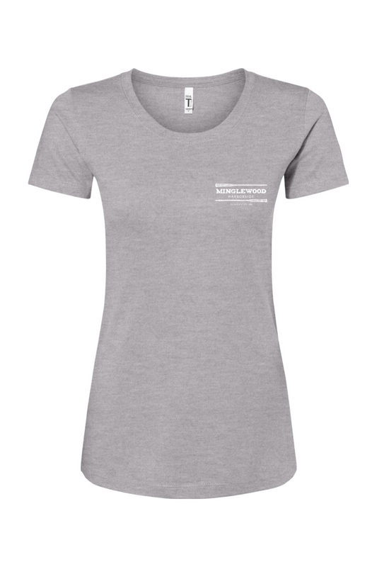 Staff Uniform - Minglewood White Logo Left Chest Women's Cotton Blend T-Shirt