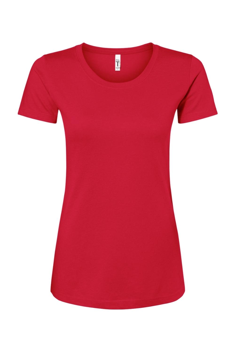 Red Next Level Women's Ideal Crew t-shirt in a soft cotton-poly blend with a flattering, fitted silhouette.