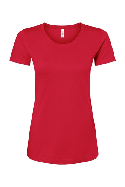 Red Next Level Women's Ideal Crew t-shirt in a soft cotton-poly blend with a flattering, fitted silhouette.