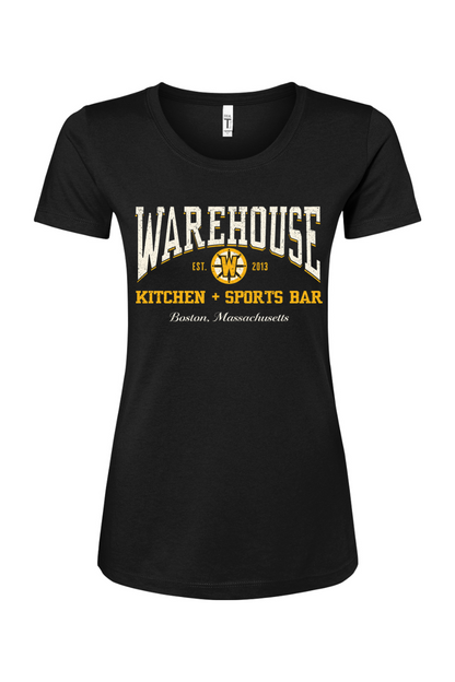 Warehouse Kitchen + Sports Bar Boston Black & Gold Cotton Blend T-Shirt - Women's