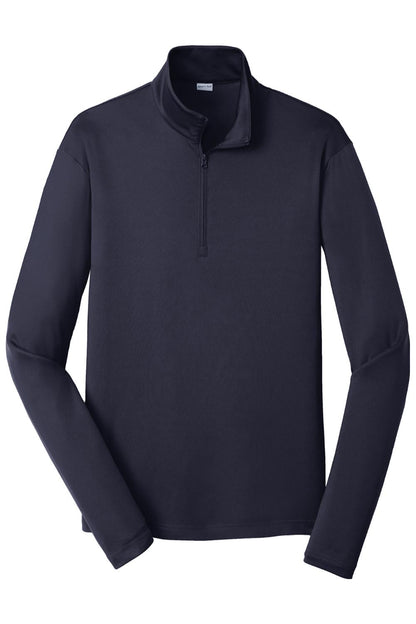 Navy blue Sport-Tek PosiCharge Competitor 1/4-zip pullover with a stand-up collar and lightweight, breathable fabric.