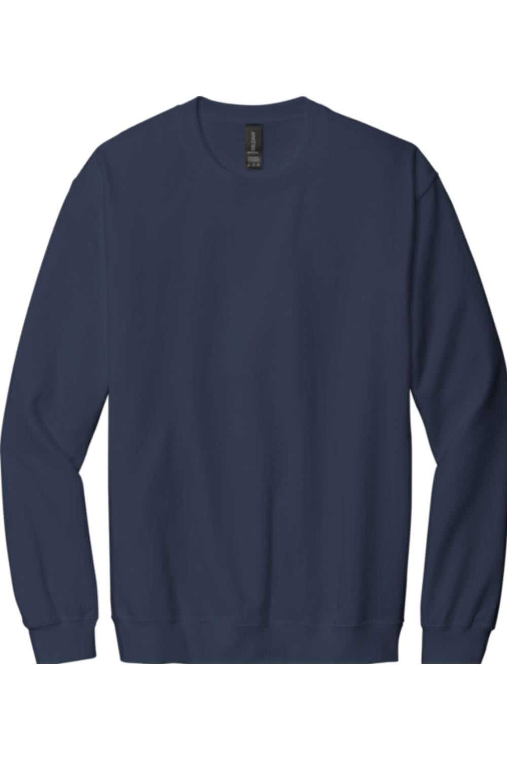 Navy blue Gildan Softstyle crewneck sweatshirt with long sleeves and a classic relaxed fit.