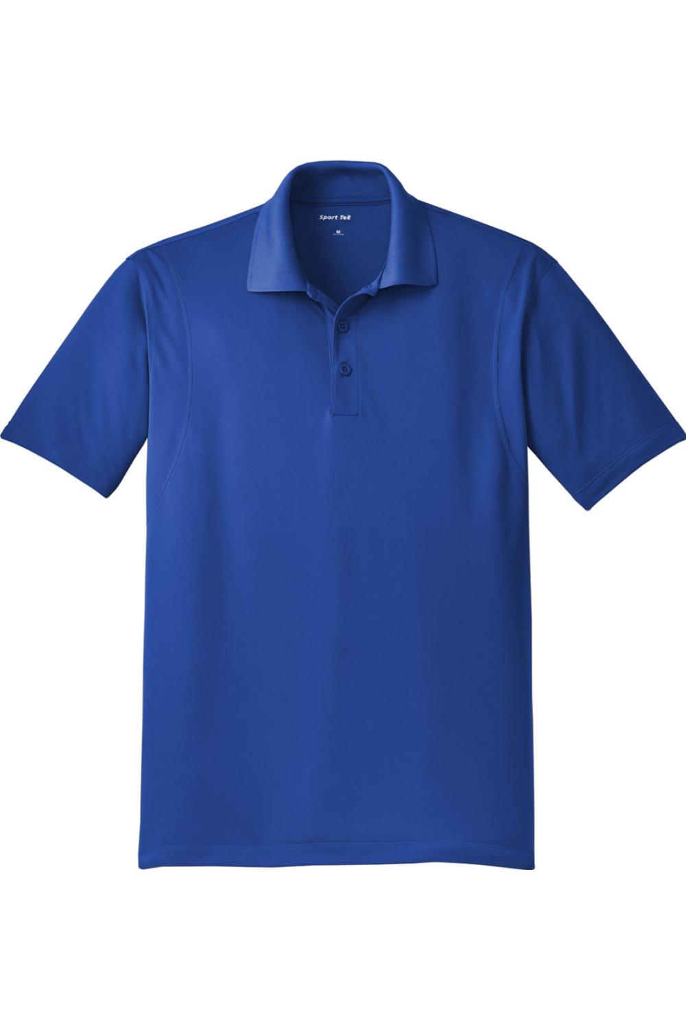 Royal blue Sport-Tek moisture-wicking micropique polo shirt with a classic collar and three-button placket.