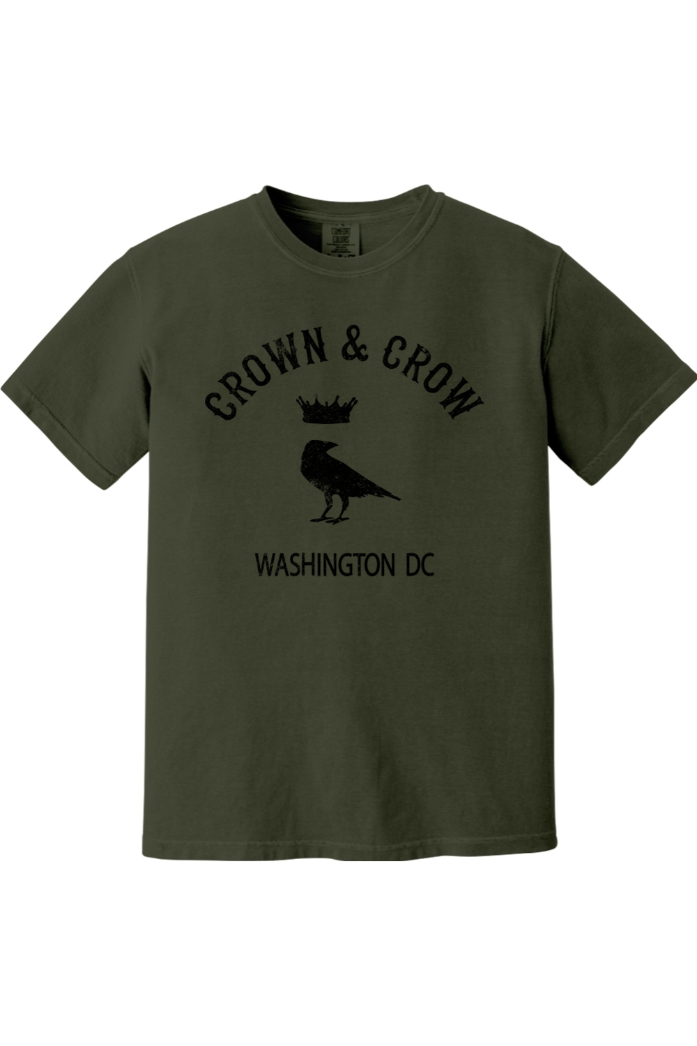 Crown & Crow in Black Unisex Garment-Dyed T-shirt