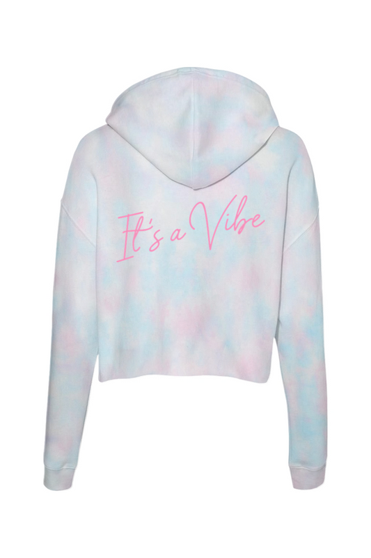 Velvet Vine Pink & Tie Dye Lightweight Crop Hoodie  - Women's