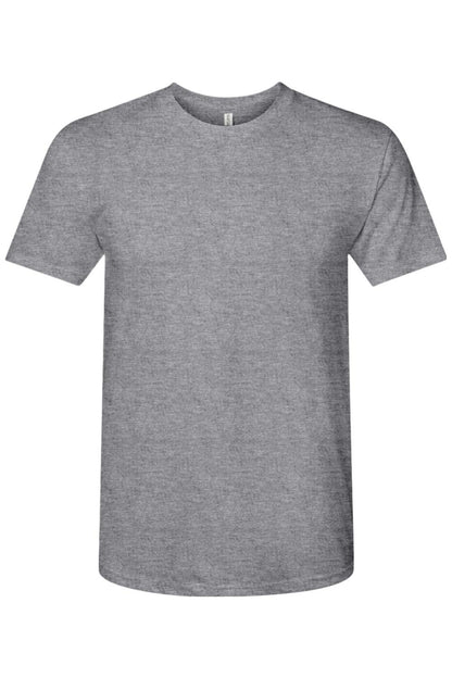 Grey Next Level tri-blend crewneck t-shirt with a soft, heathered texture and short sleeves.