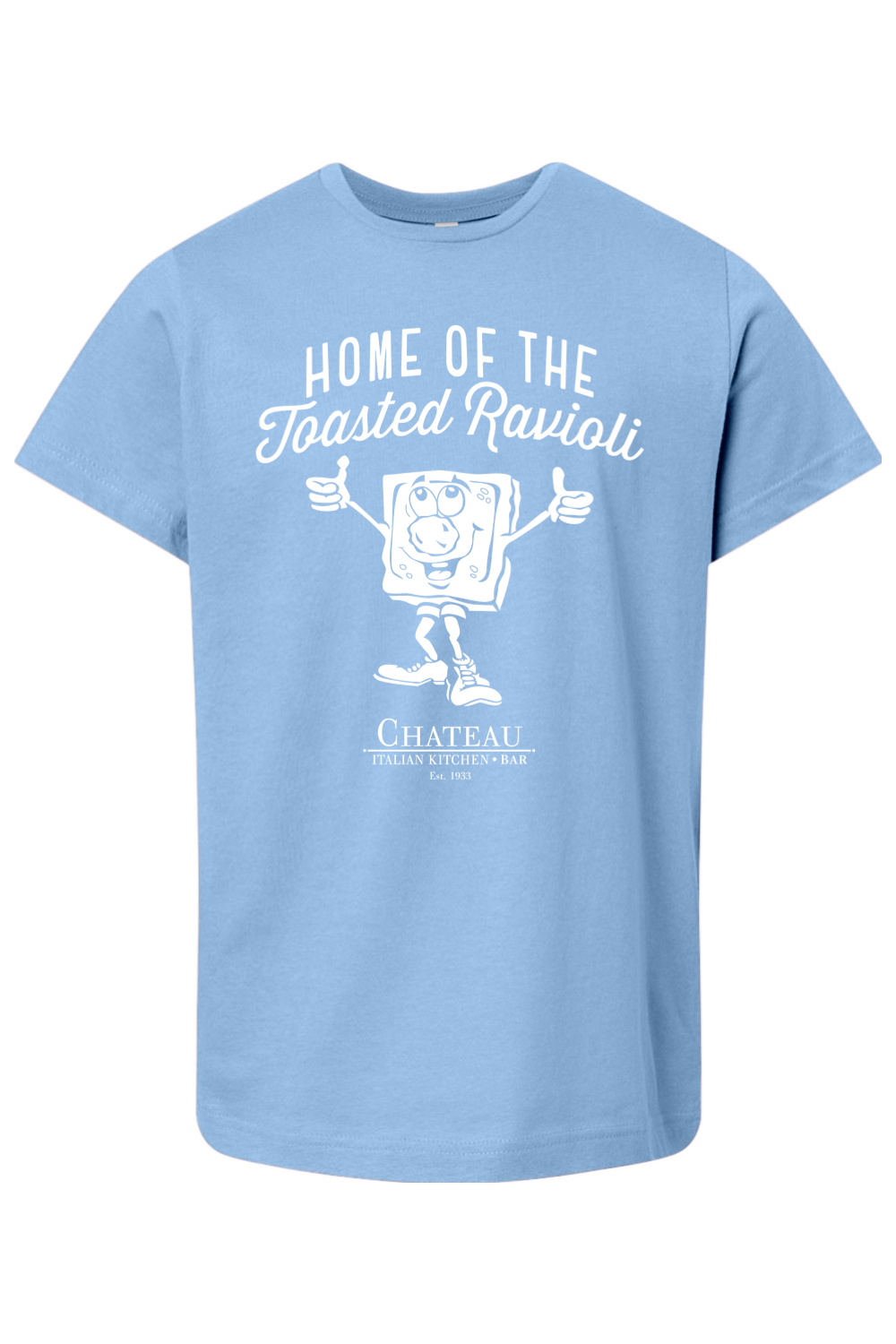 Chateau Home of the Toasted Ravioli Cotton *Spring Colors* T-Shirt - Youth