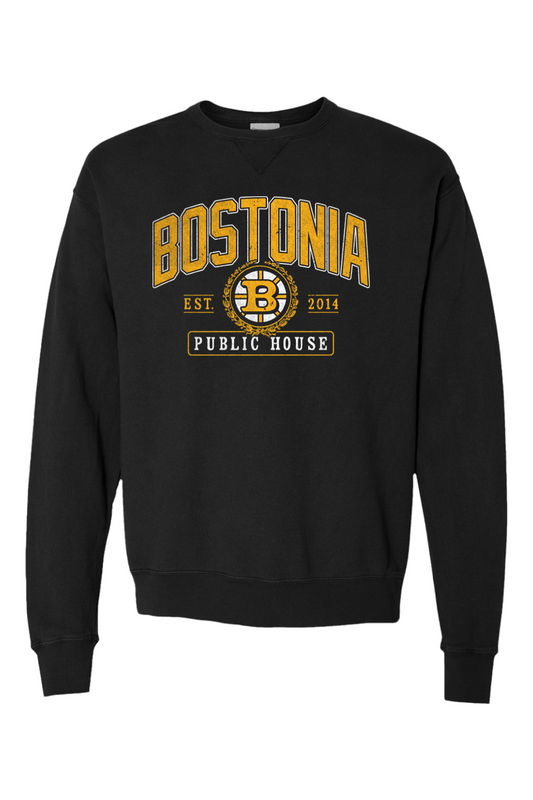 Bostonia Black & Gold Garment Dyed Crewneck Sweatshirt - Men's