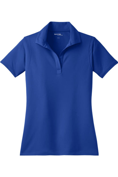 Royal blue ladies' Sport-Tek micropique polo with a moisture-wicking fabric, open collar, and short sleeves.
