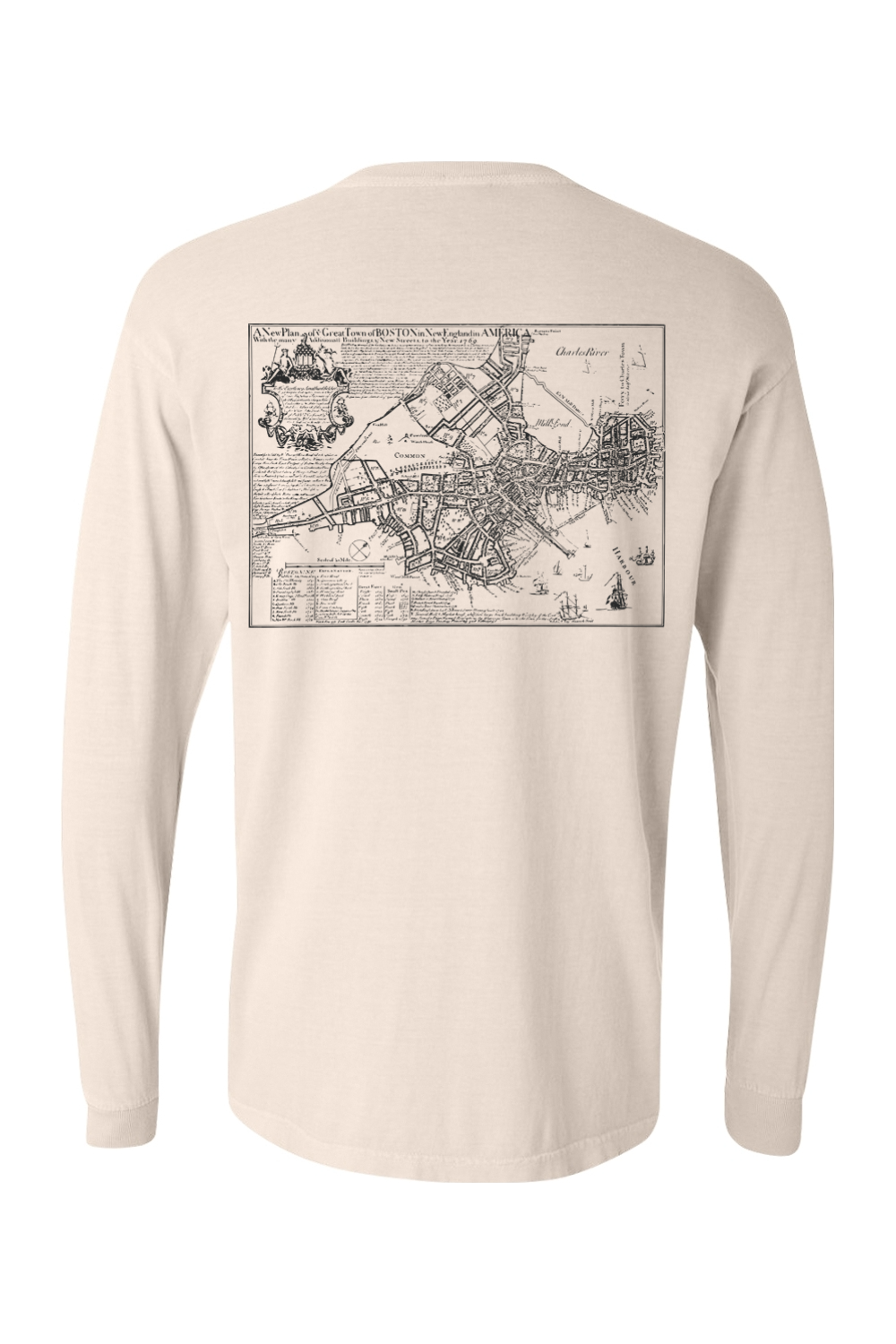 Bostonia Map Comfort Colors Long Sleeve T-Shirt - Men's