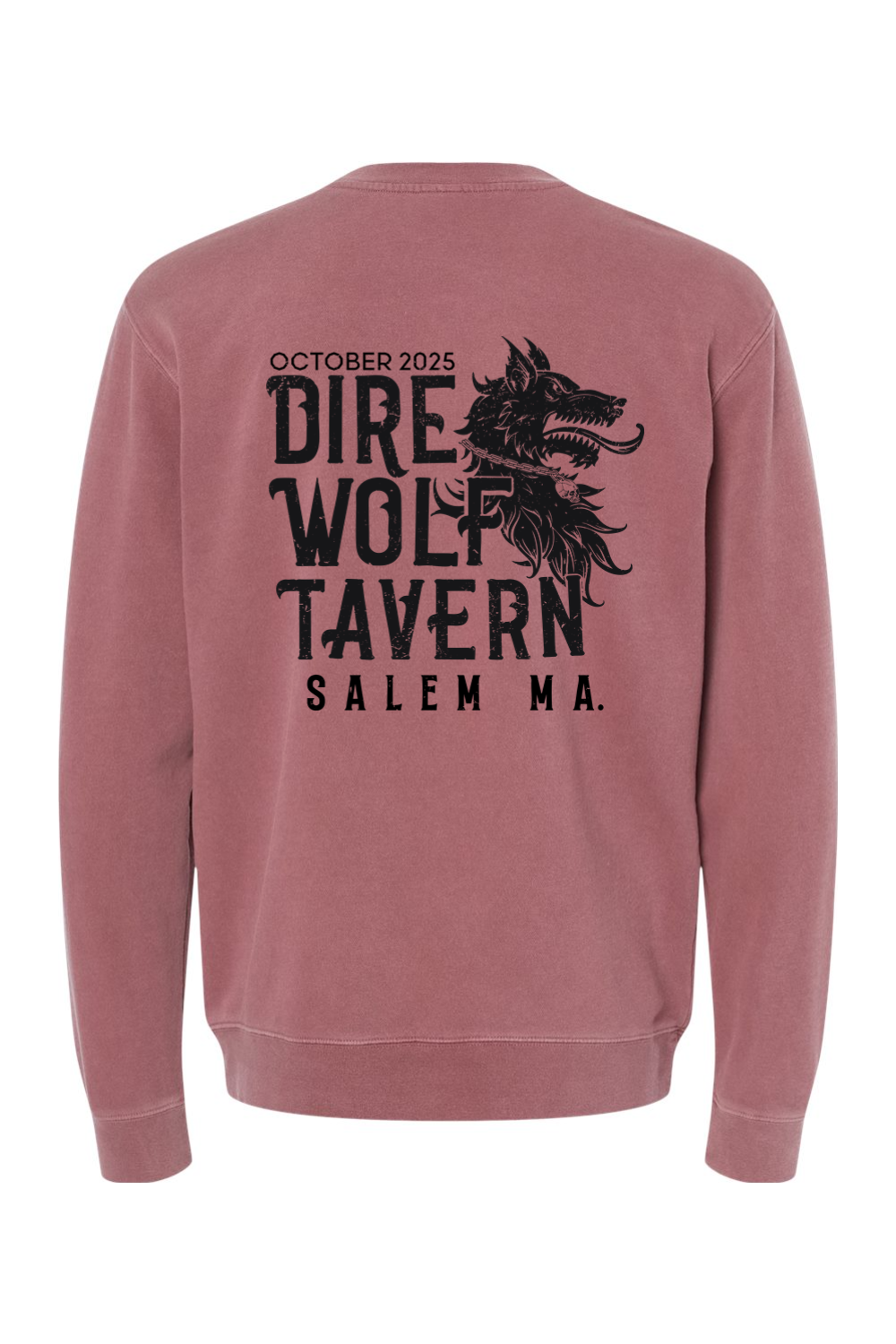 Dire Wolf Tavern Skull Chain Pigment-Dyed Crewneck Sweatshirt - Mens