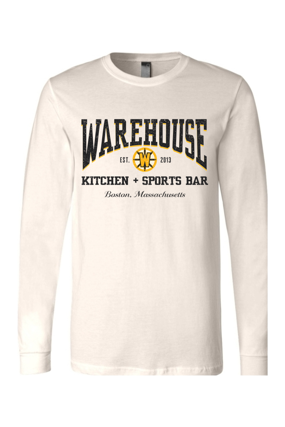Warehouse Kitchen + Sports Bar Boston Black & Gold Cotton Long Sleeve T-Shirt - Unisex