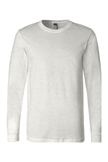 Light grey Bella + Canvas unisex long sleeve jersey tee with a classic crew neck and relaxed fit.