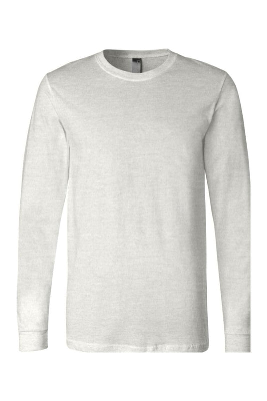 Light grey Bella + Canvas unisex long sleeve jersey tee with a classic crew neck and relaxed fit.