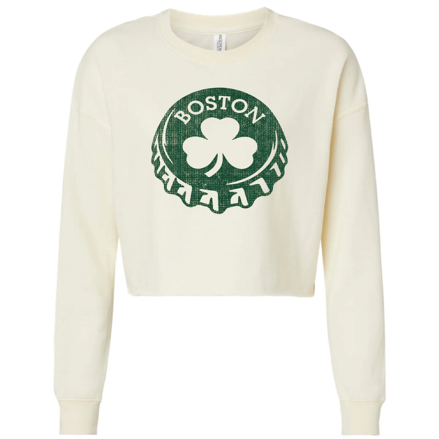 Boston Lucky Shamrock Cap Women's Crop Sweatshirt