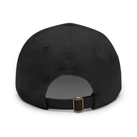 Back view of a black bio-washed chino twill dad hat with an adjustable strap and antique brass buckle.