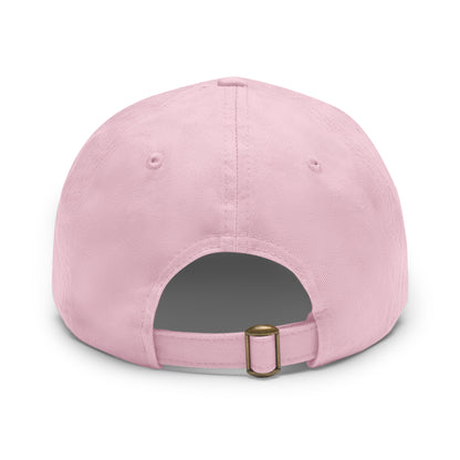 Back view of a light pink bio-washed chino twill dad cap with an adjustable antique brass buckle strap.