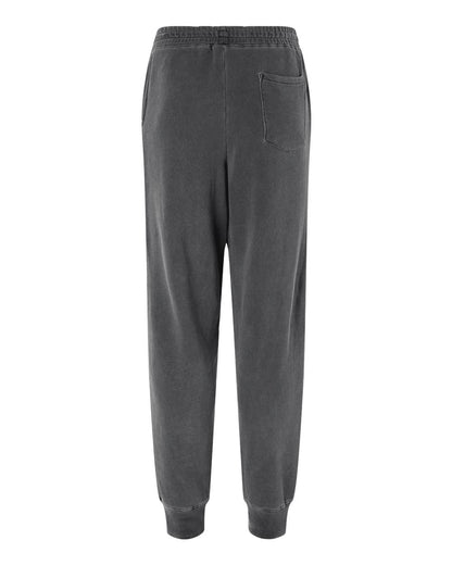 Back view of charcoal grey Bostonia fleece joggers with an elastic waistband, ribbed ankle cuffs, and a back pocket.