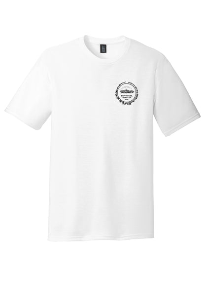 White Bostonia Perfect Triblend crewneck tee with a black Boston seal graphic on the left chest.