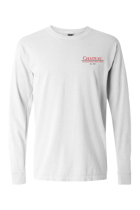 Chateau Italian Kitchen & Bar Small Logo Comfort Colors Long Sleeve T-Shirt - Mens