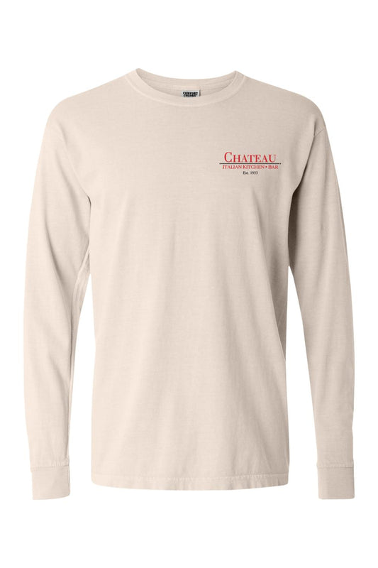 Chateau Italian Kitchen & Bar Small Logo Comfort Colors Long Sleeve T-Shirt - Mens