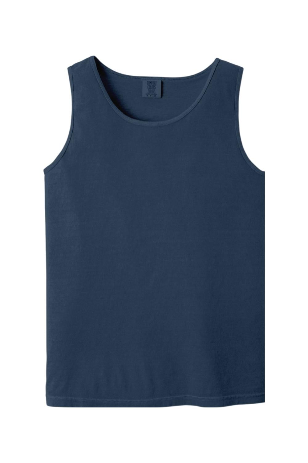 Navy blue Comfort Colors heavyweight ring-spun cotton tank top with a relaxed fit and classic crew neckline.