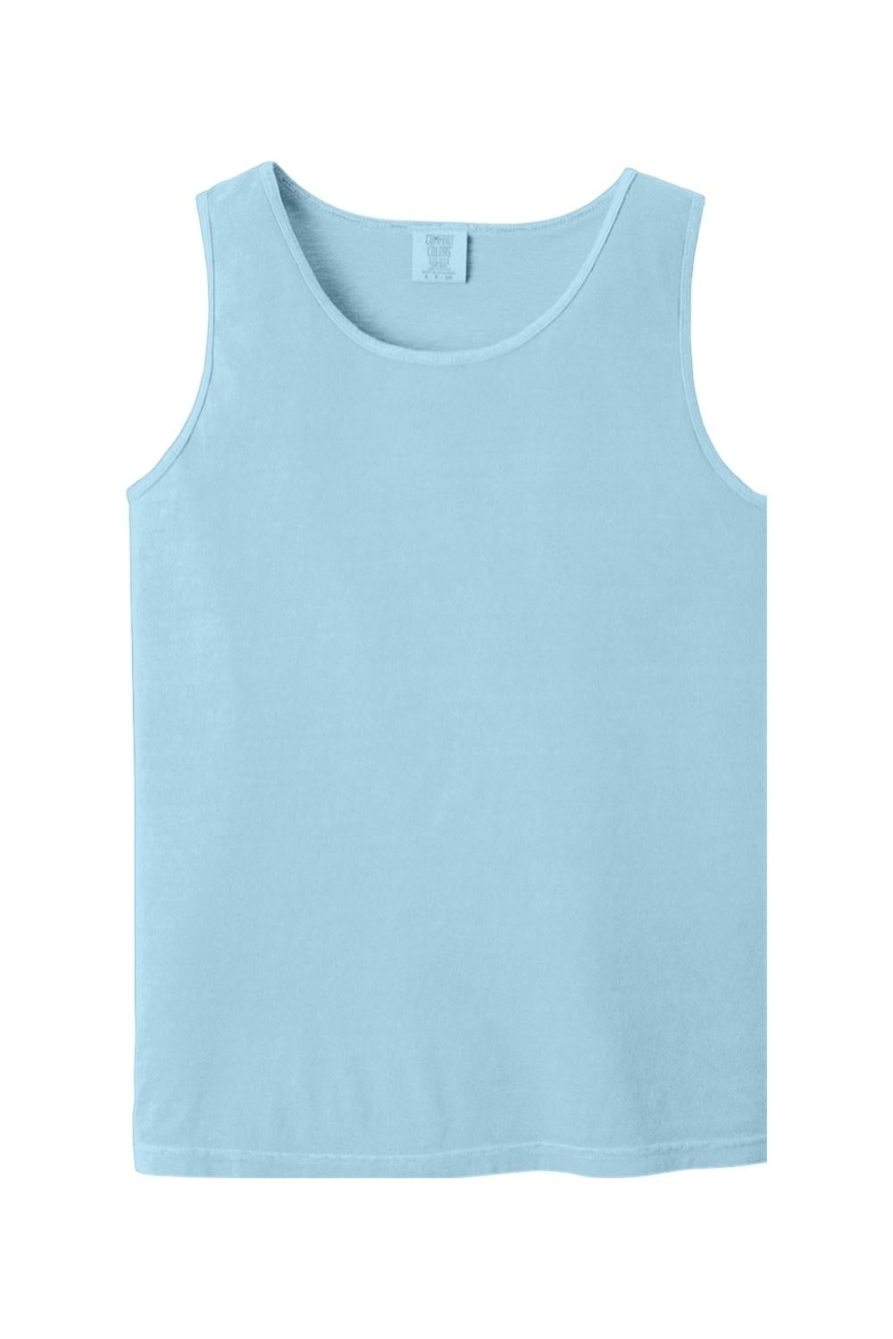 Light blue Comfort Colors heavyweight ring-spun cotton tank top with a relaxed fit and classic crew neckline.