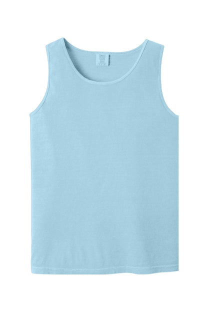 Light blue Comfort Colors heavyweight ring-spun cotton tank top with a relaxed fit and classic crew neckline.