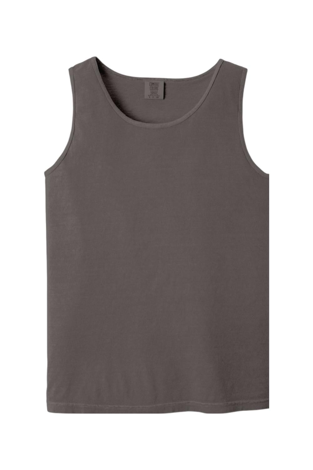 Charcoal grey Comfort Colors heavyweight ring-spun cotton tank top with a classic crew neck and relaxed fit.