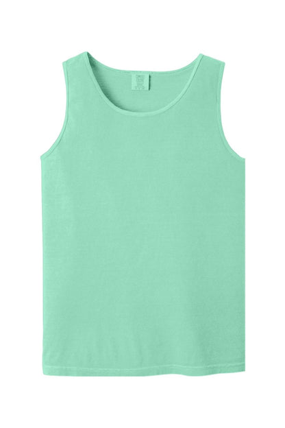 Mint green Comfort Colors heavyweight ring-spun cotton tank top with a relaxed fit and crew neckline.