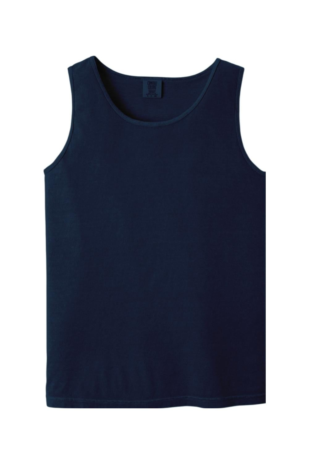 Navy blue Comfort Colors heavyweight ring-spun cotton tank top with a relaxed fit and crew neckline.