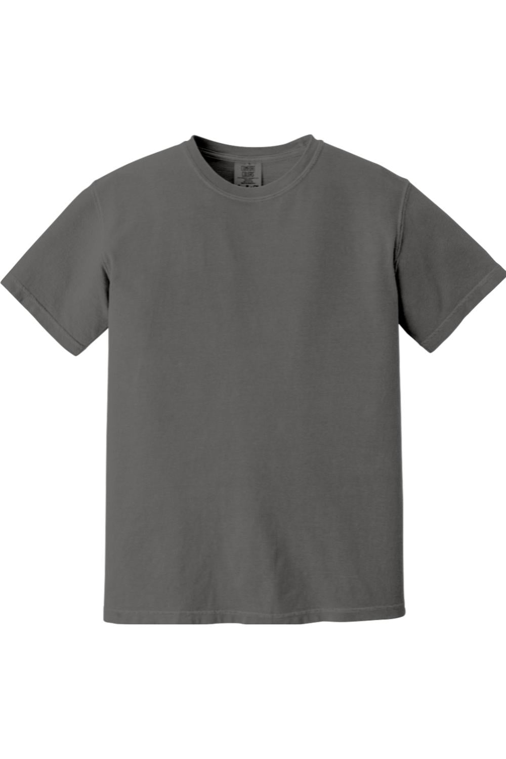 Charcoal grey Comfort Colors short sleeve t-shirt in soft, garment-dyed ring spun cotton with a relaxed fit.