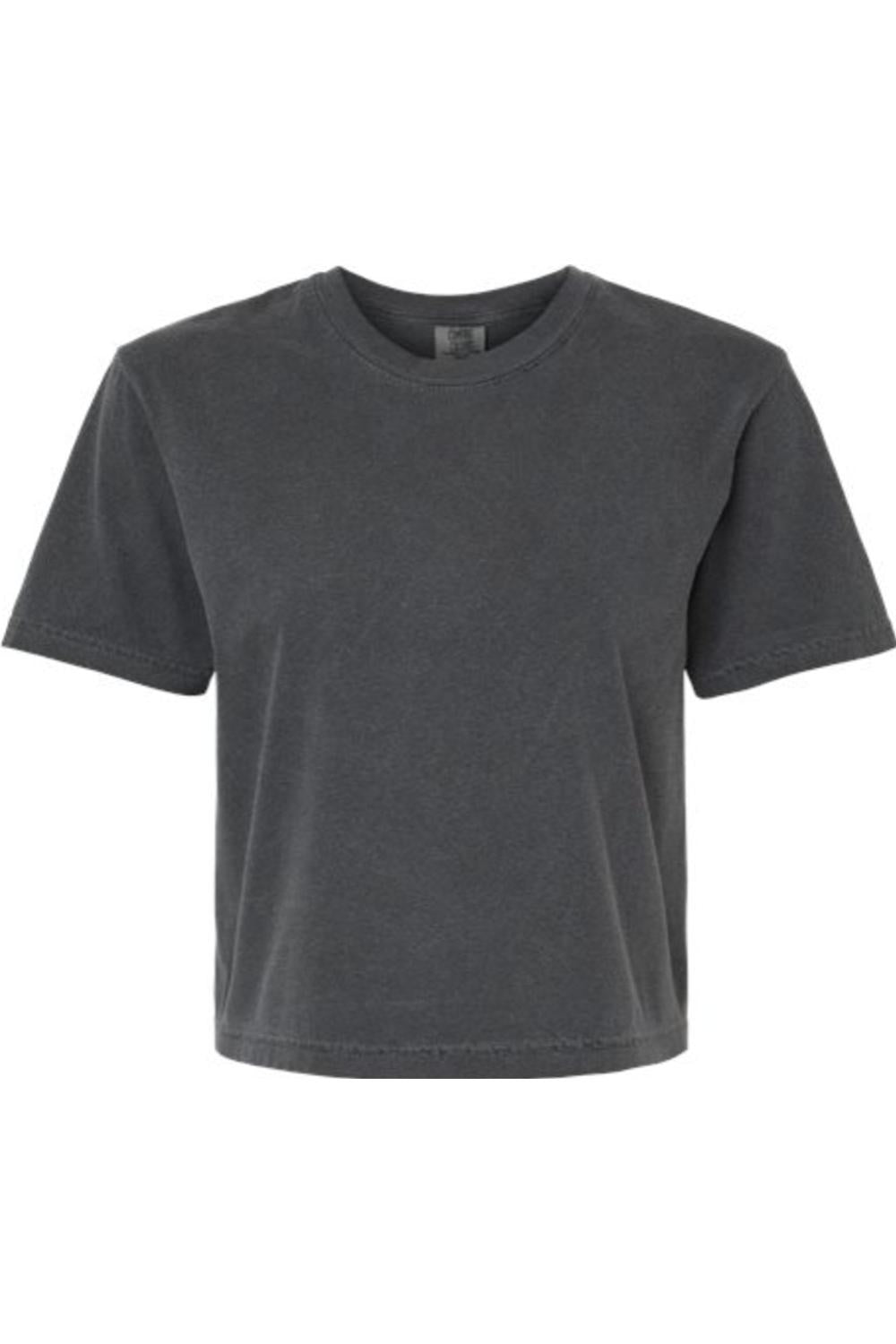 Charcoal grey Comfort Colors heavyweight cotton boxy t-shirt with a lived-in garment-dyed finish.