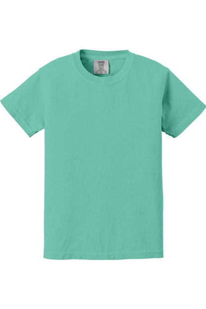 Youth Comfort Colors midweight ring-spun cotton tee in a solid mint green color with a classic crew neck and relaxed fit.
