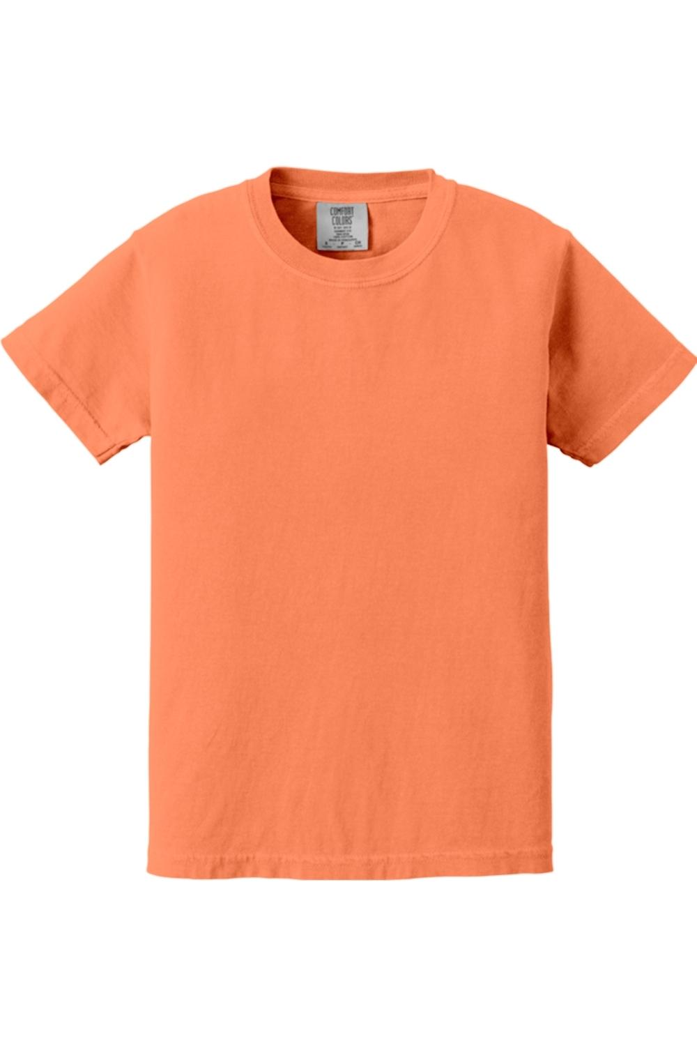 Bright orange Comfort Colors youth midweight ring-spun cotton t-shirt with a classic crew neck and relaxed fit.