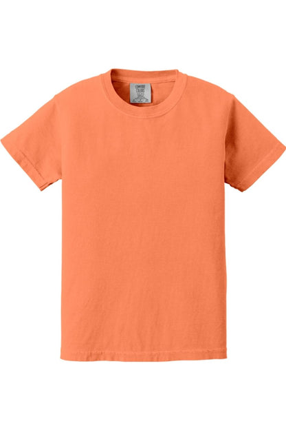 Bright orange Comfort Colors youth midweight ring-spun cotton t-shirt with a classic crew neck and relaxed fit.