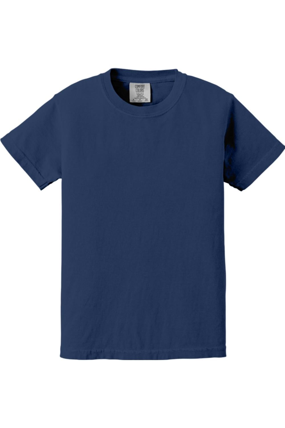Navy blue Comfort Colors youth midweight ring-spun cotton t-shirt with a classic crew neck and relaxed fit.