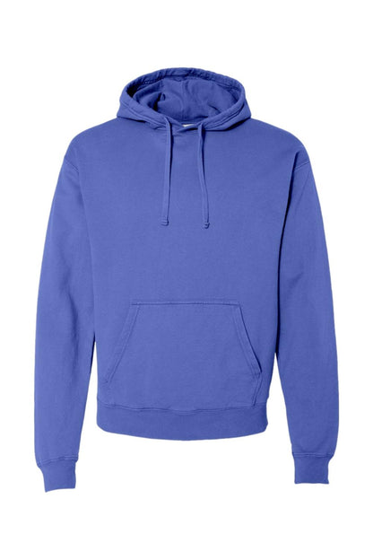 Blue ComfortWash by Hanes garment-dyed unisex hoodie with a drawstring hood and front kangaroo pocket.