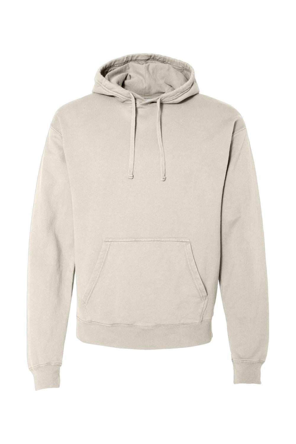 ComfortWash by Hanes garment-dyed unisex hoodie in beige with a drawstring hood and front kangaroo pocket.