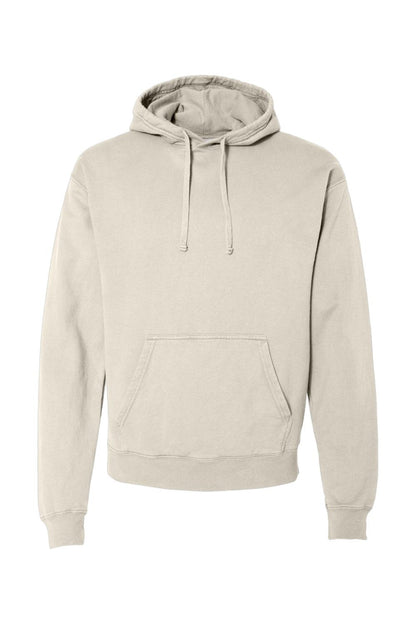 ComfortWash by Hanes garment-dyed unisex hoodie in beige with a drawstring hood and front kangaroo pocket.