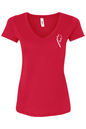 REV Burger Women's Red V-Neck T-Shirt