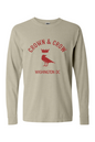 Crown & Crow in Red Unisex Garment-dyed Long Sleeve T-Shirt