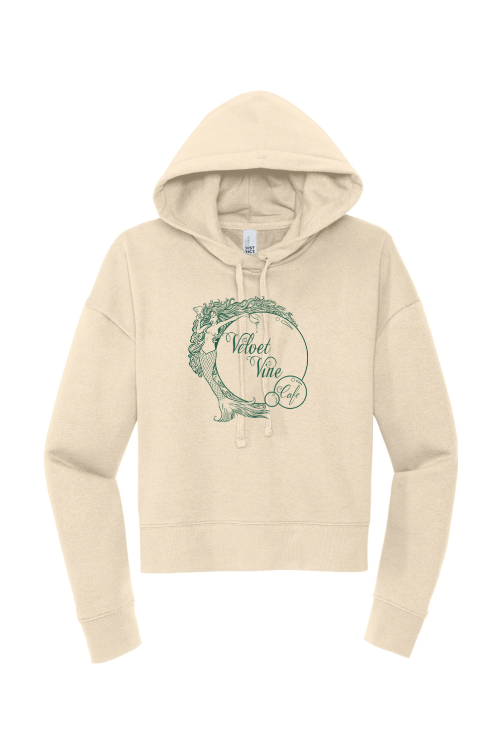 Velvet Vine Cafe Green Logo Modest Cropped Hoodie - Women's