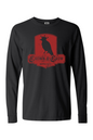 Crown & Crow in Red Distressed Unisex Garment-dyed Long Sleeve T-Shirt