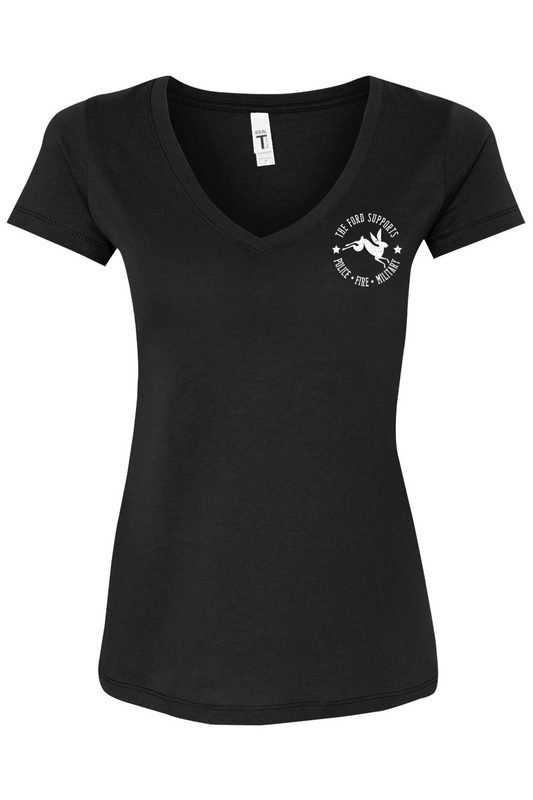 The Ford Supports Police - Fire - Military - Women's Cotton Blend V-Neck T-Shirt