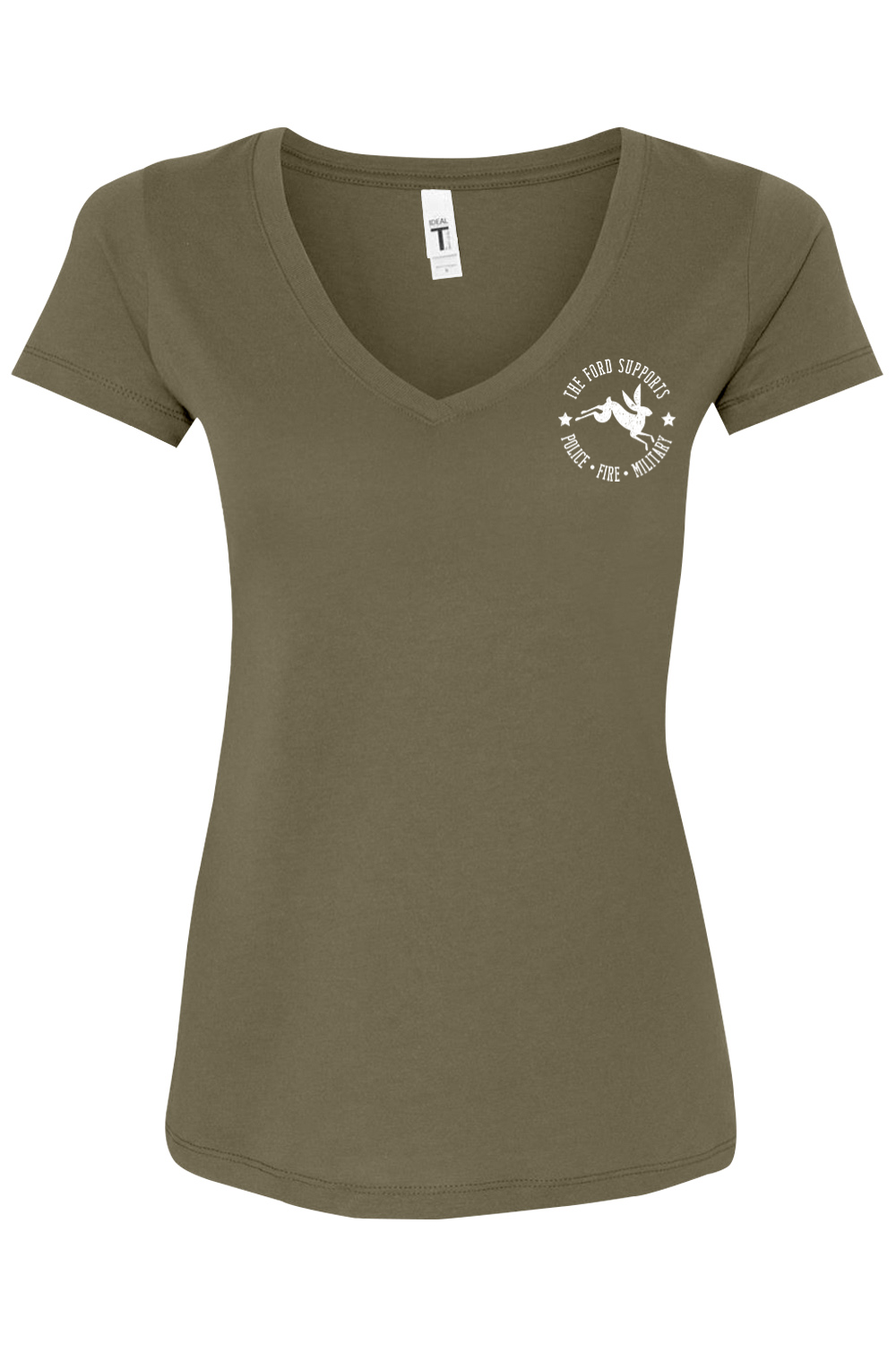 The Ford Supports Police - Fire - Military - Women's Cotton Blend V-Neck T-Shirt