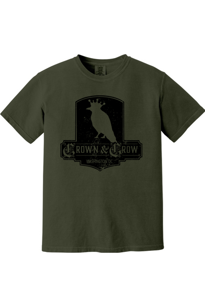 Crown & Crow in Black Distressed Unisex Garment-Dyed T-shirt